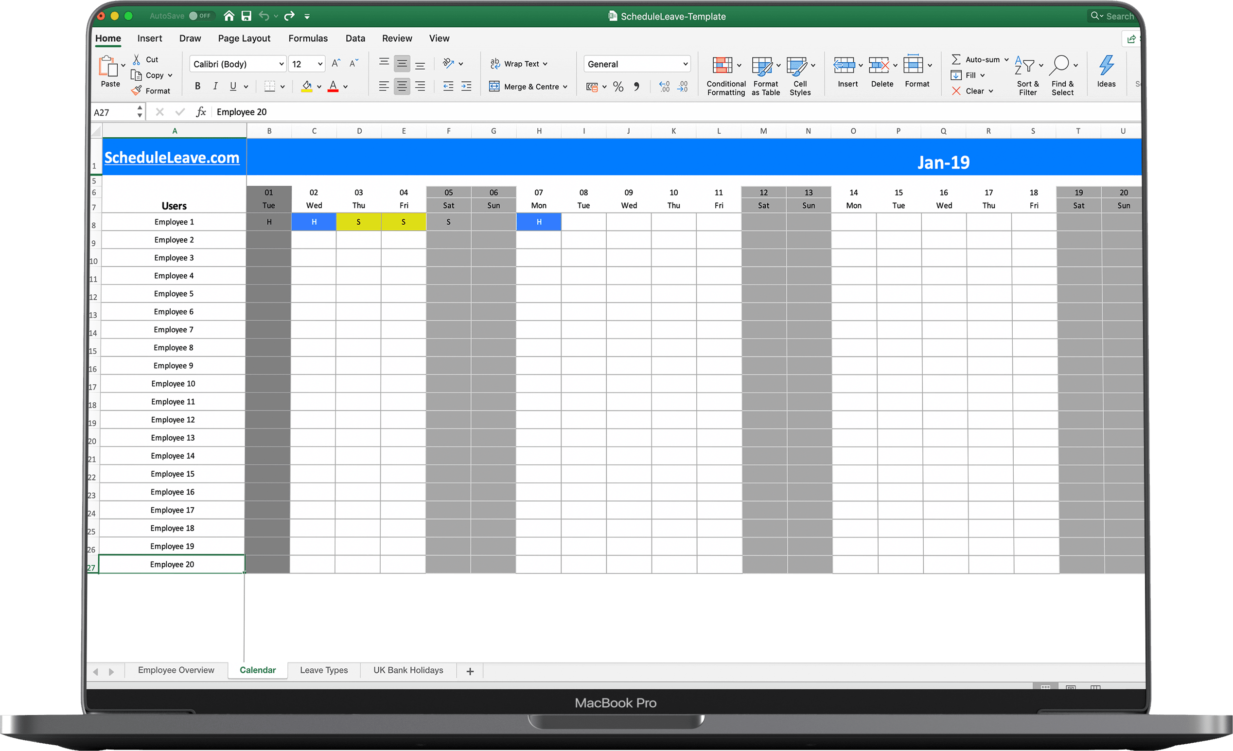 2025 Annual Leave Calendar Excel Free Benjamin G Alexander