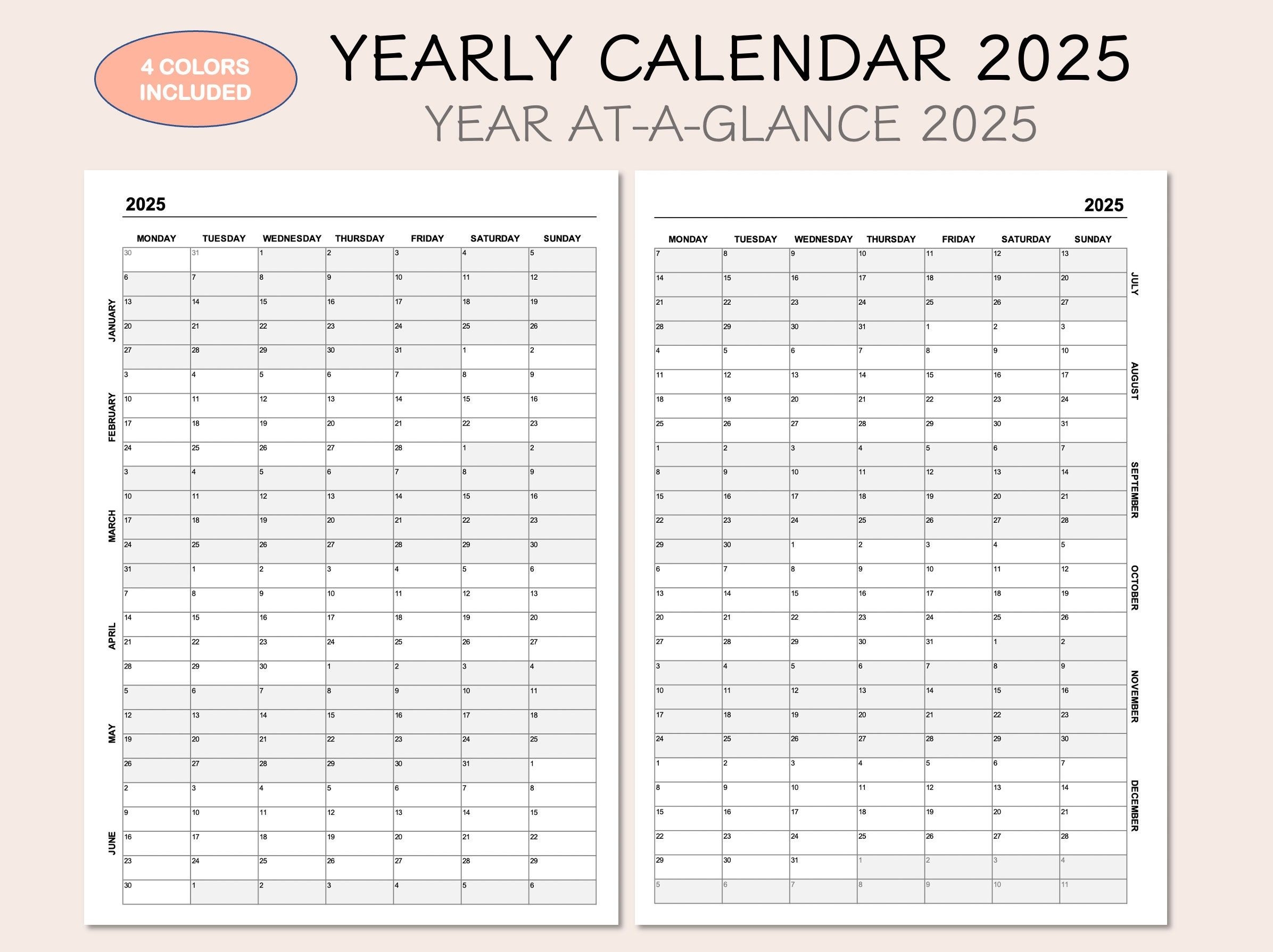 2025 At A Glance Calendar Free Jacob N Jessen