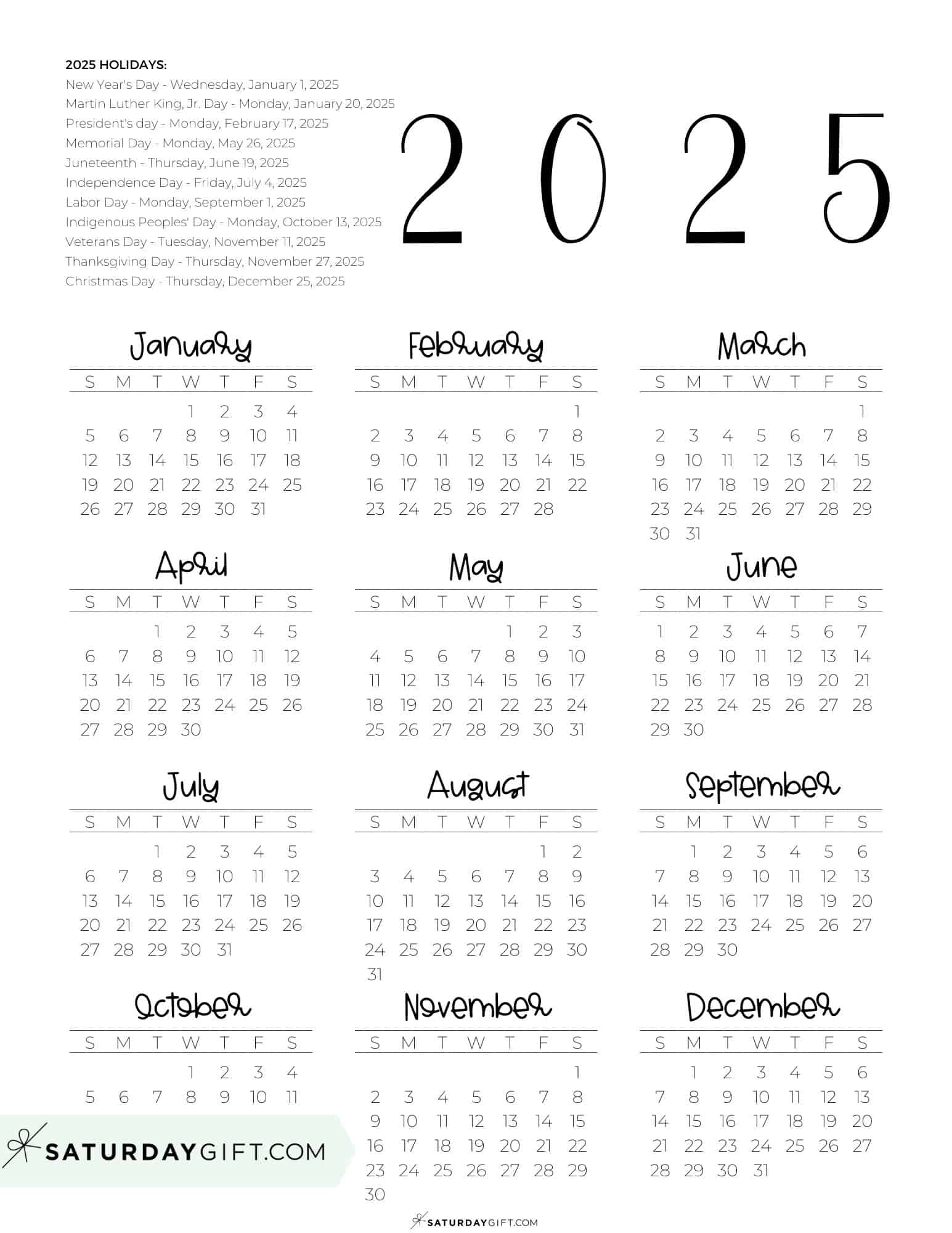 2025 At A Glance Calendar Free Jacob N Jessen