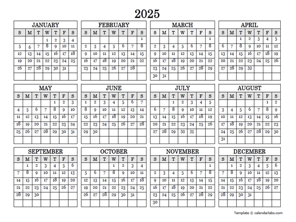 2025 Blank Calendar In Word Pdf Bibbye Kariotta
