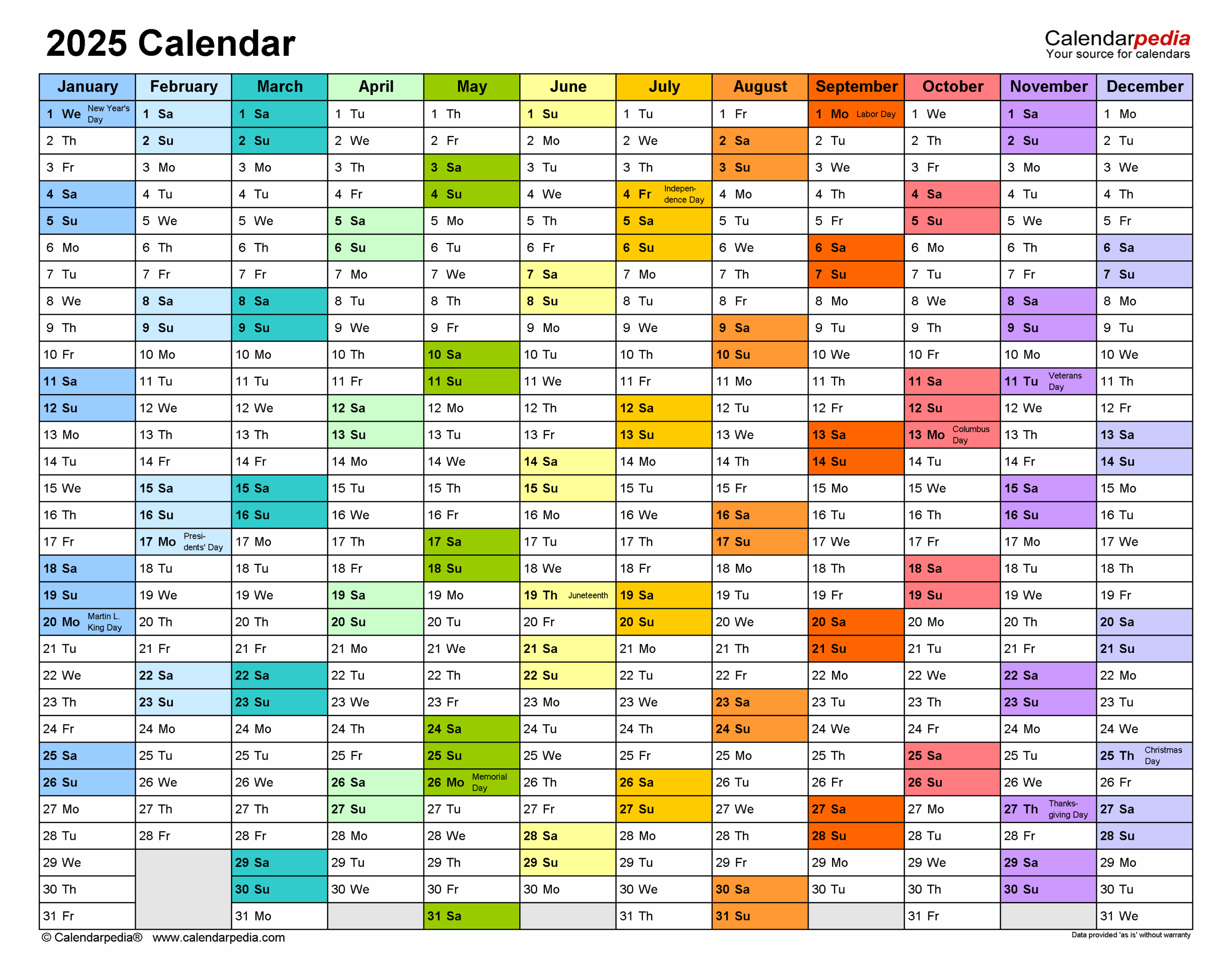 2025 Calendar Excel Monday Start