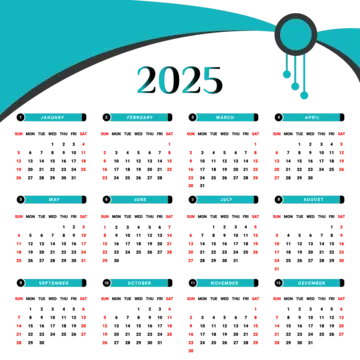 2025 Calendar Design With Black And Green Geometric Style Vector 