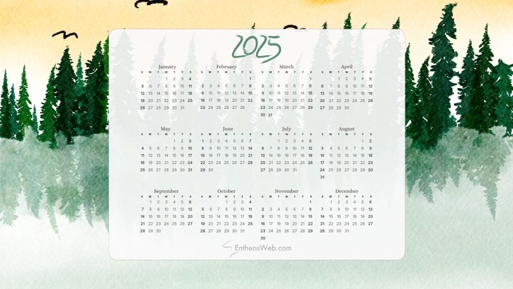 2025 Calendar Desktop Wallpaper And PDF Printables EntheosWeb