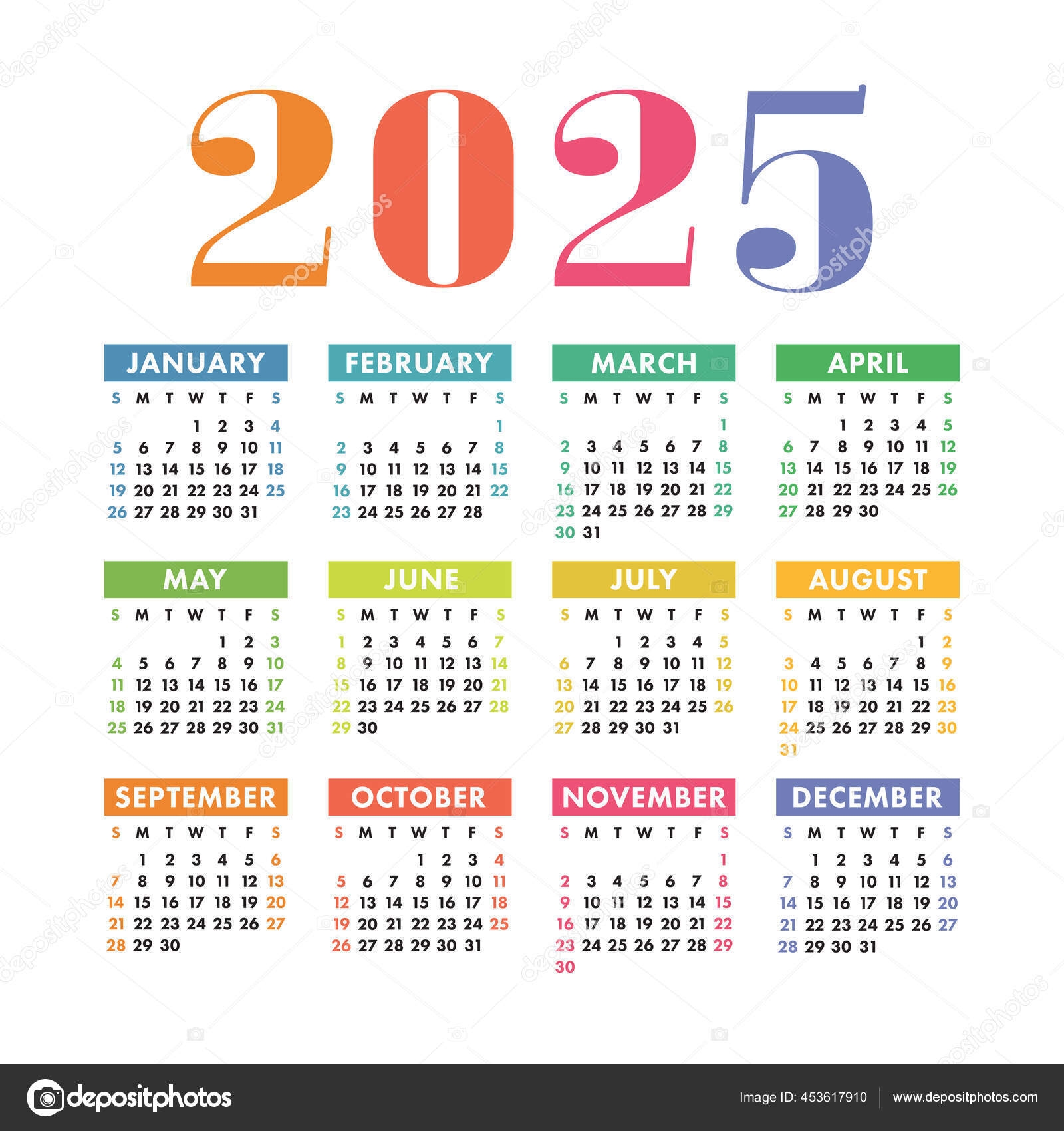 English Calendar Of 2025