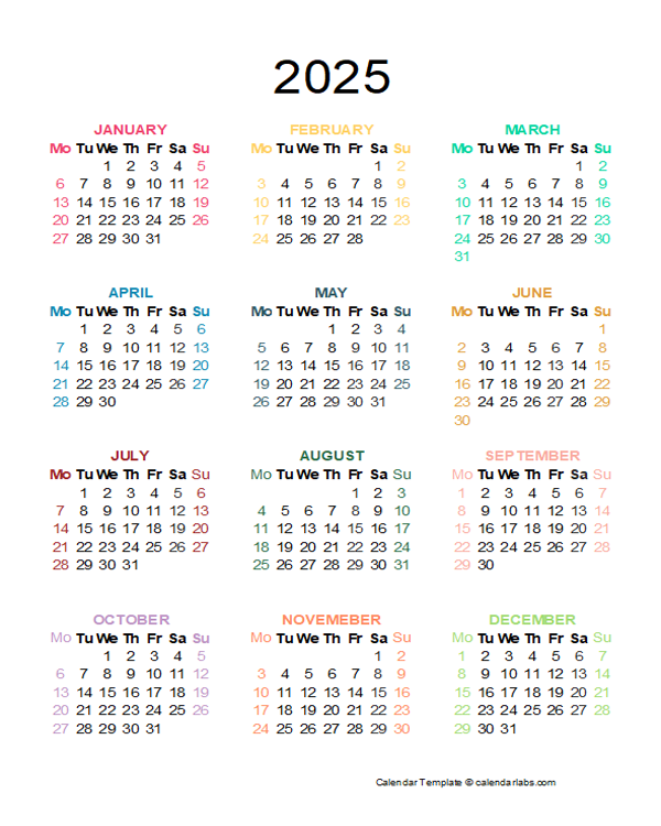 2025 Calendar Excel Download Pdf With Holidays Riku Deboer