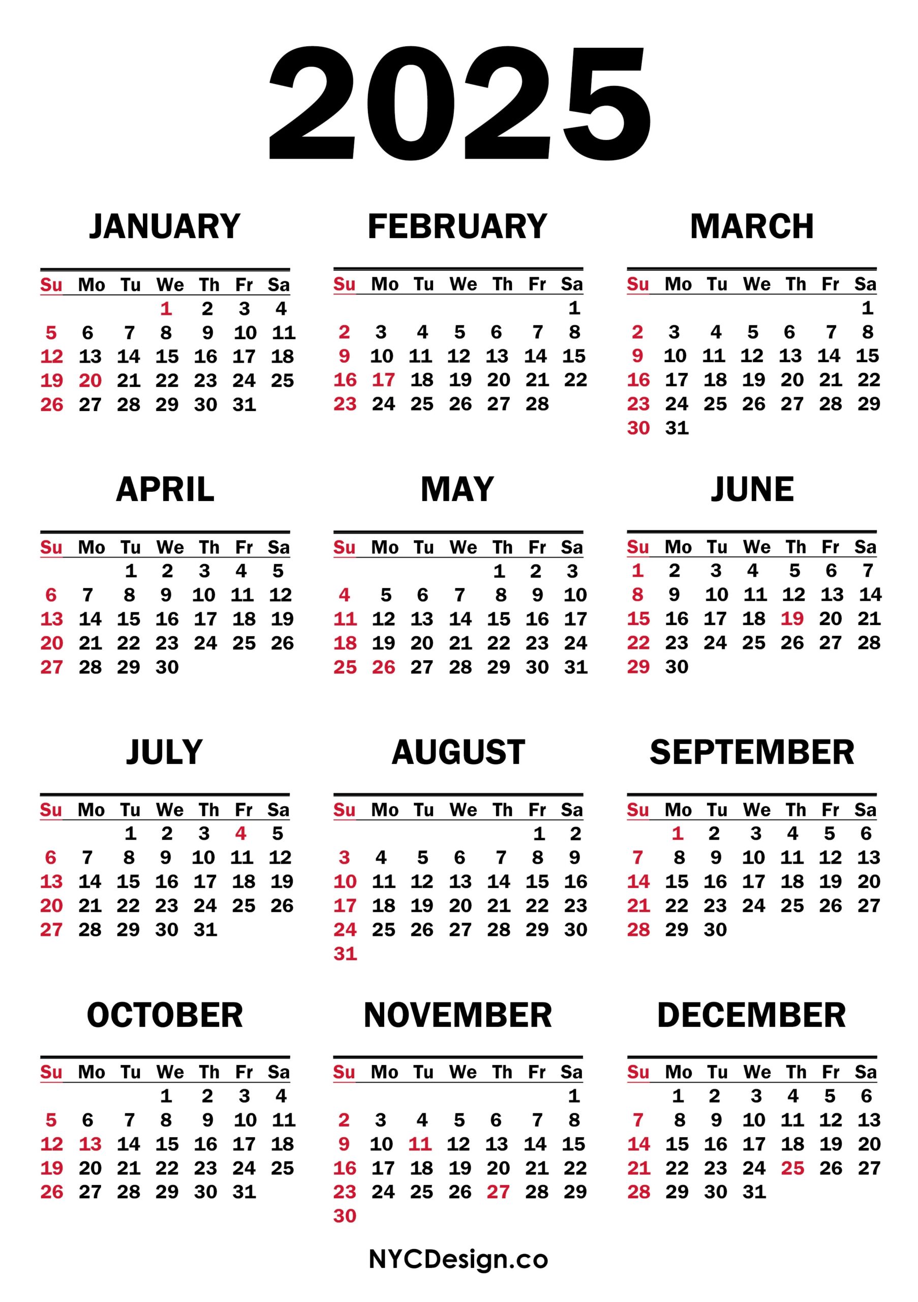 2025 Calendar With Regular Holidays