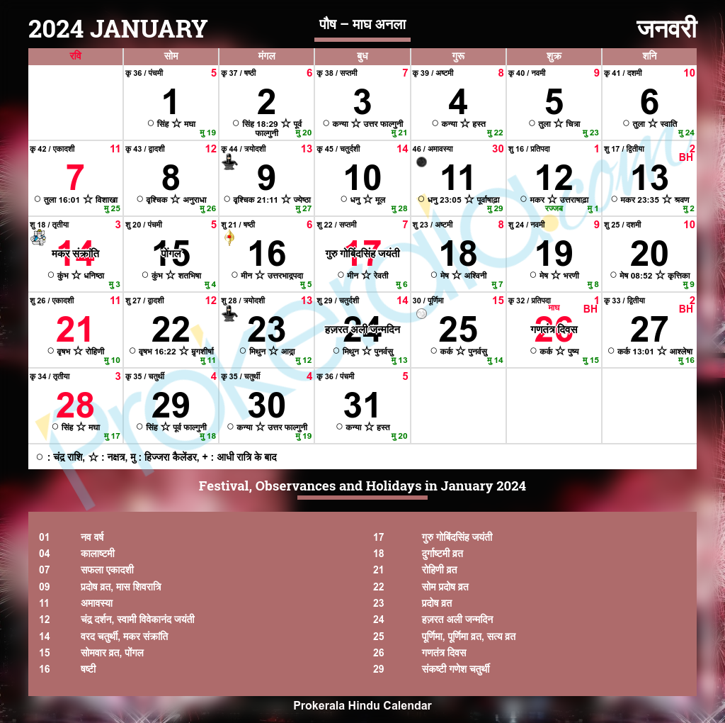 2025 Calendar January Amavasya Bennett Olivier