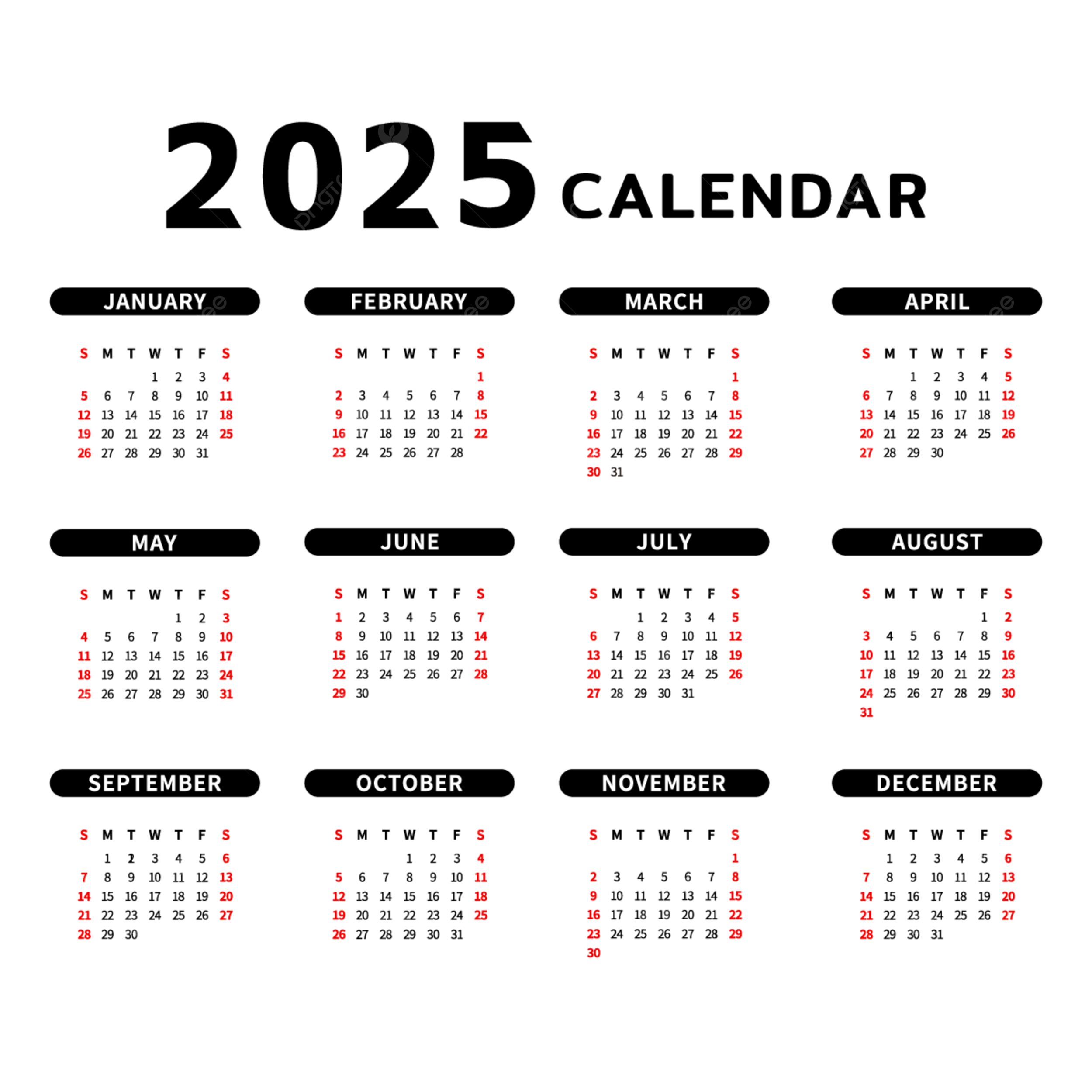 2025 Calendar New Year 2025 Calendar Vector 2025 Calendar New Year 