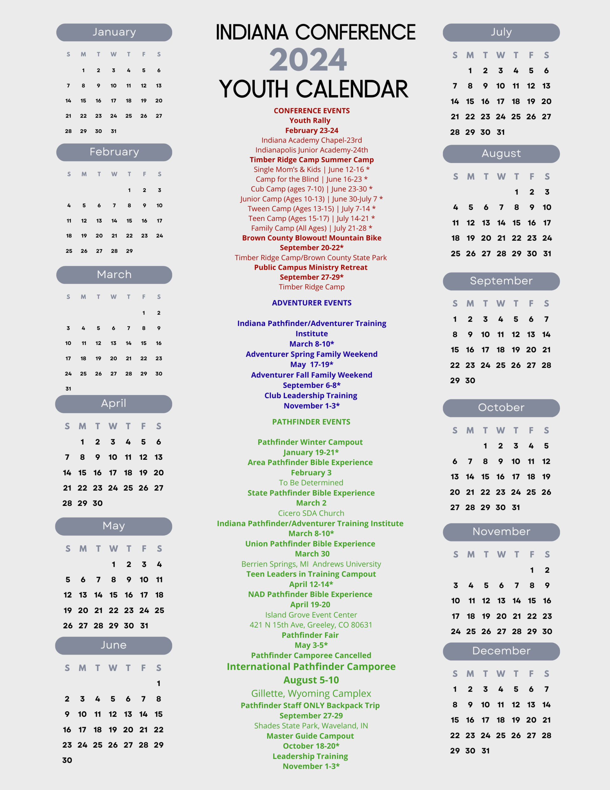2025 Calendar Of Events Sda Tracey Mathis