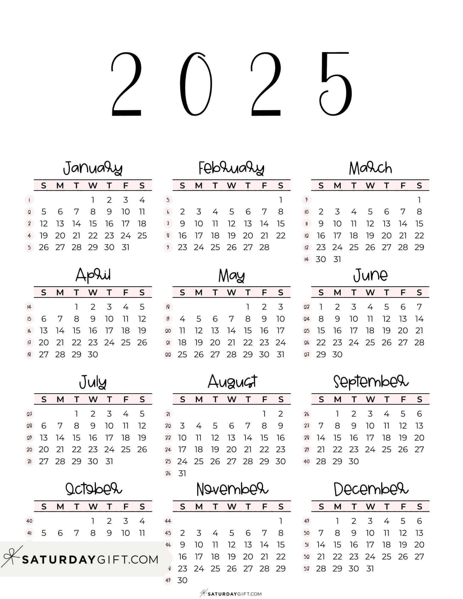 2025 Calendar For Printing