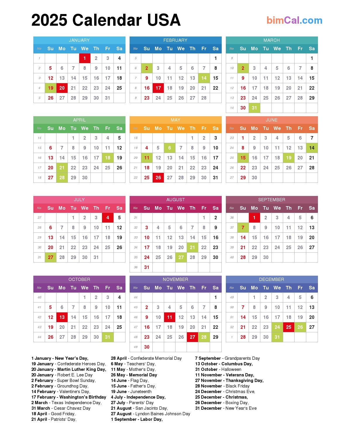2025 Calendar Printable With Holidays Usa Calendars 2025