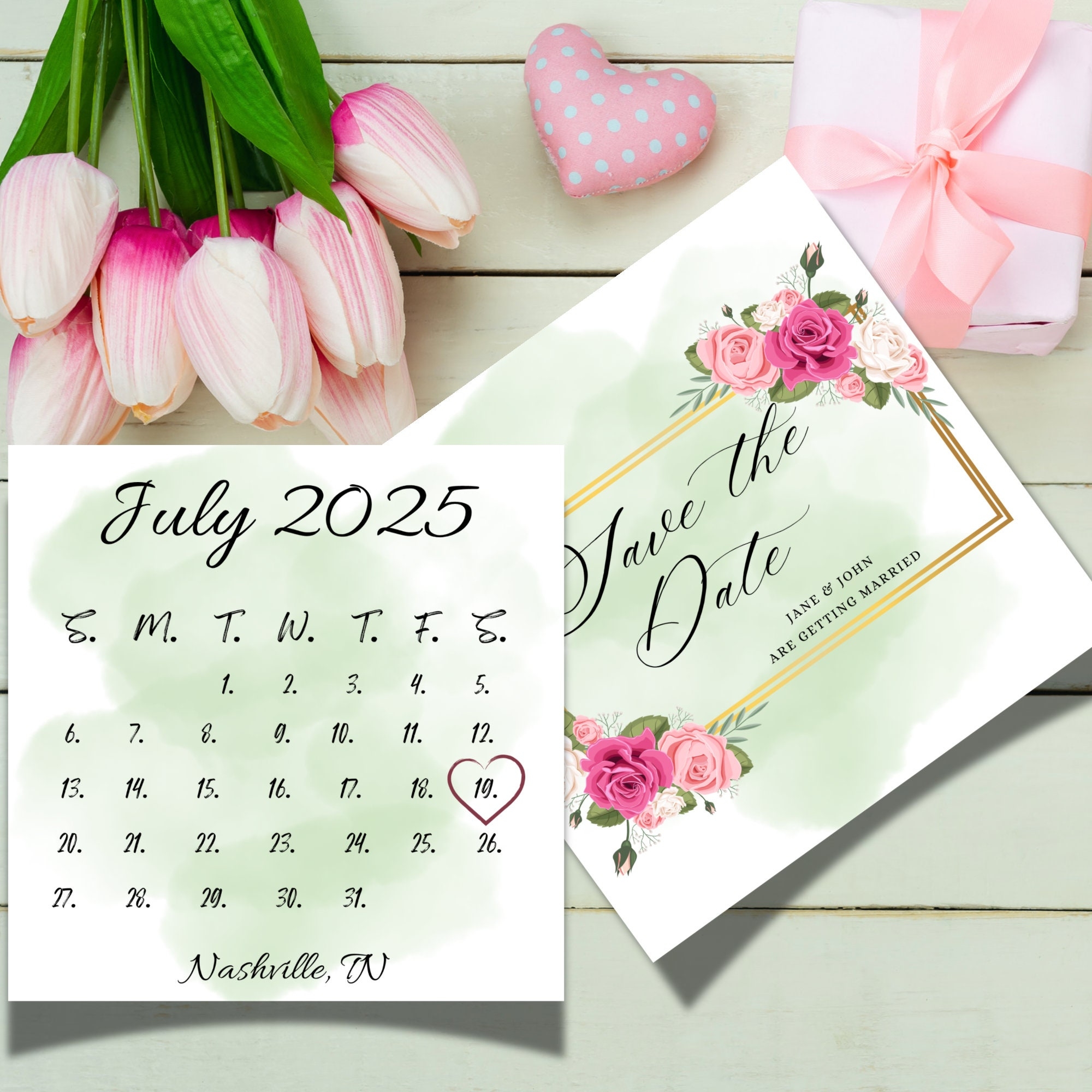 2025 Calendar Summer Save The Date For July Wedding Etsy