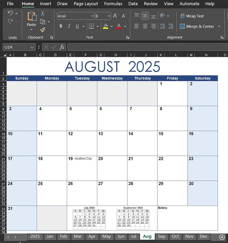 2025 Calendar Template In Excel