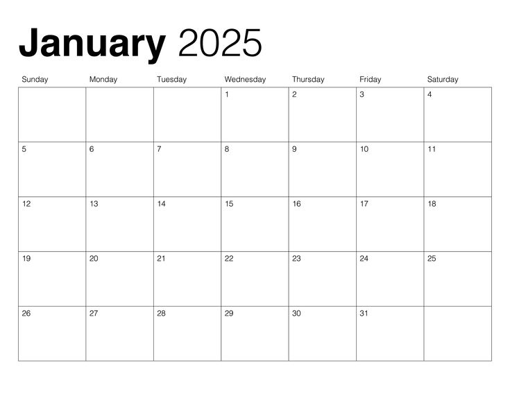 Etsy Calendar Template 2025