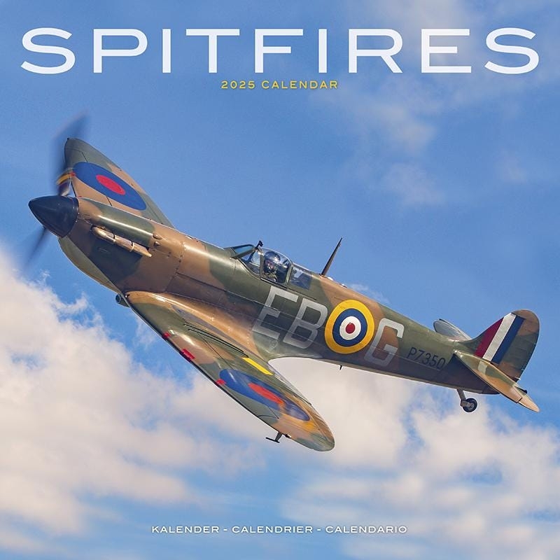2025 Calendar Vintage Military Fighter Plane Spitfires 2025 Calendar Generous Format Maxi Format Calendar Etsy