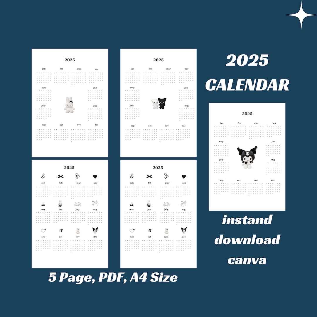 2025 Calendars 2025 Digital Calendars Printable Calendars Digital 