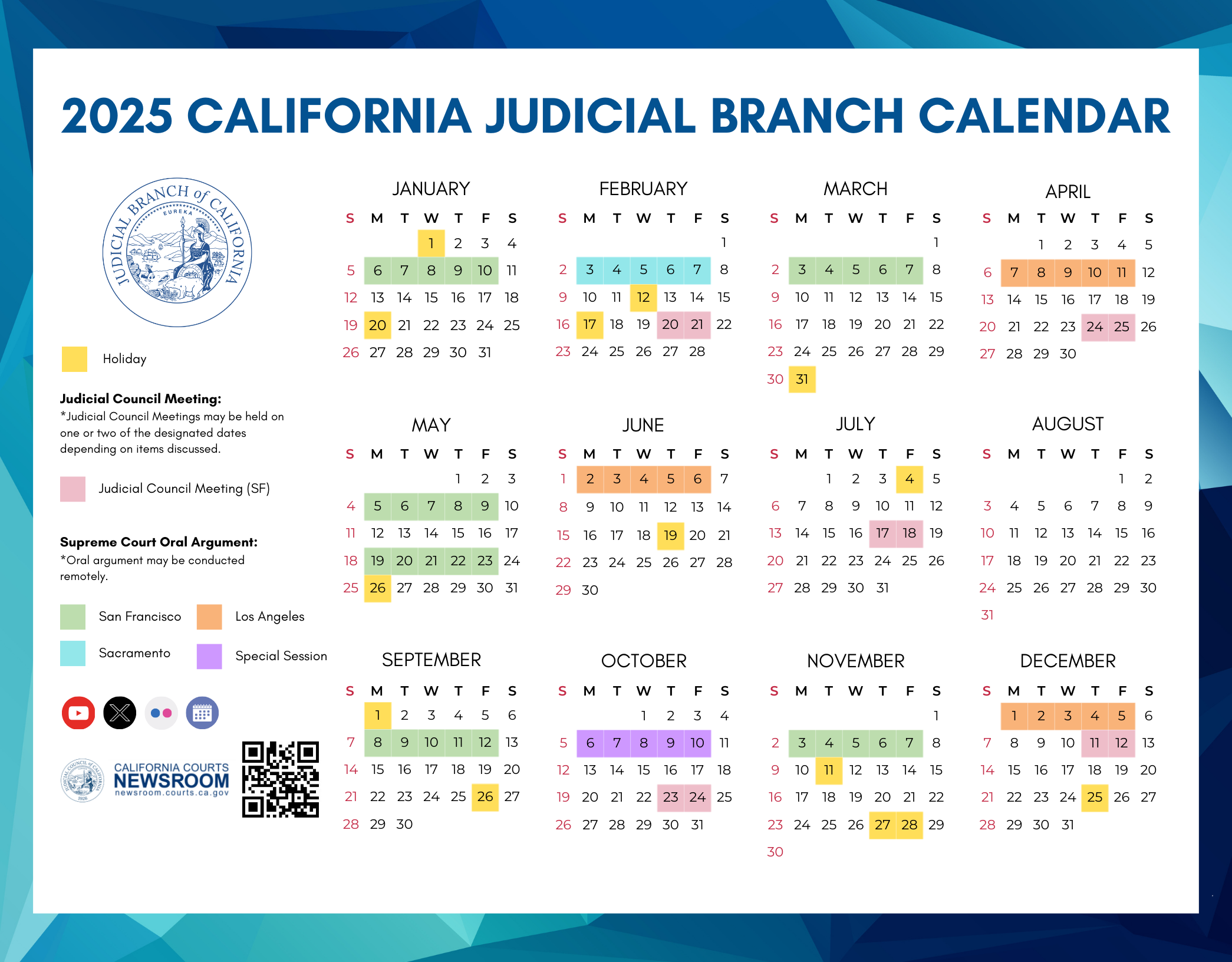 2025 California Courts Calendar Judicial Branch Of California