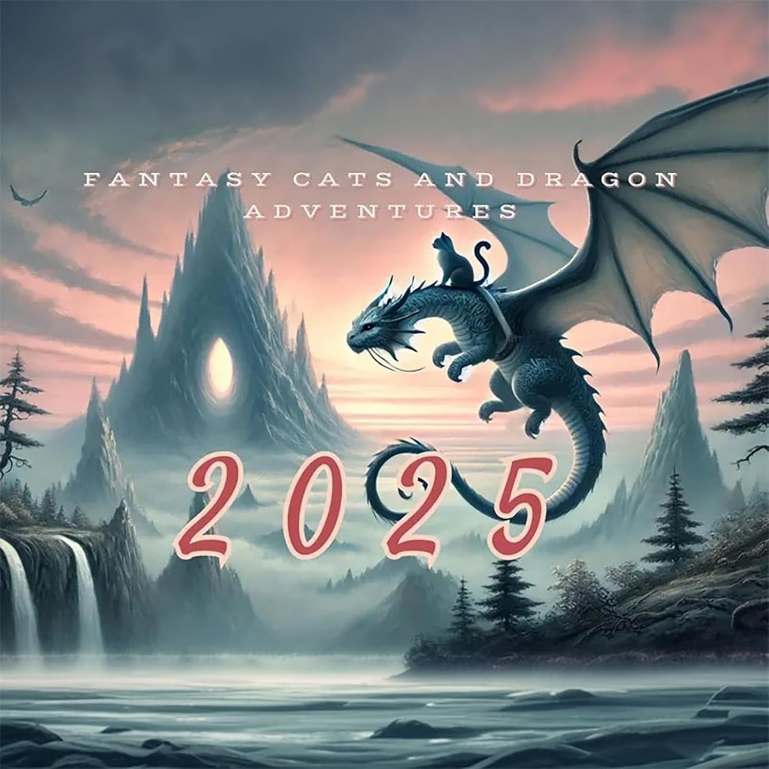 2025 Cat Dragon Rider Calendar 2025 Wall Calendar Funny Cats Calendar 