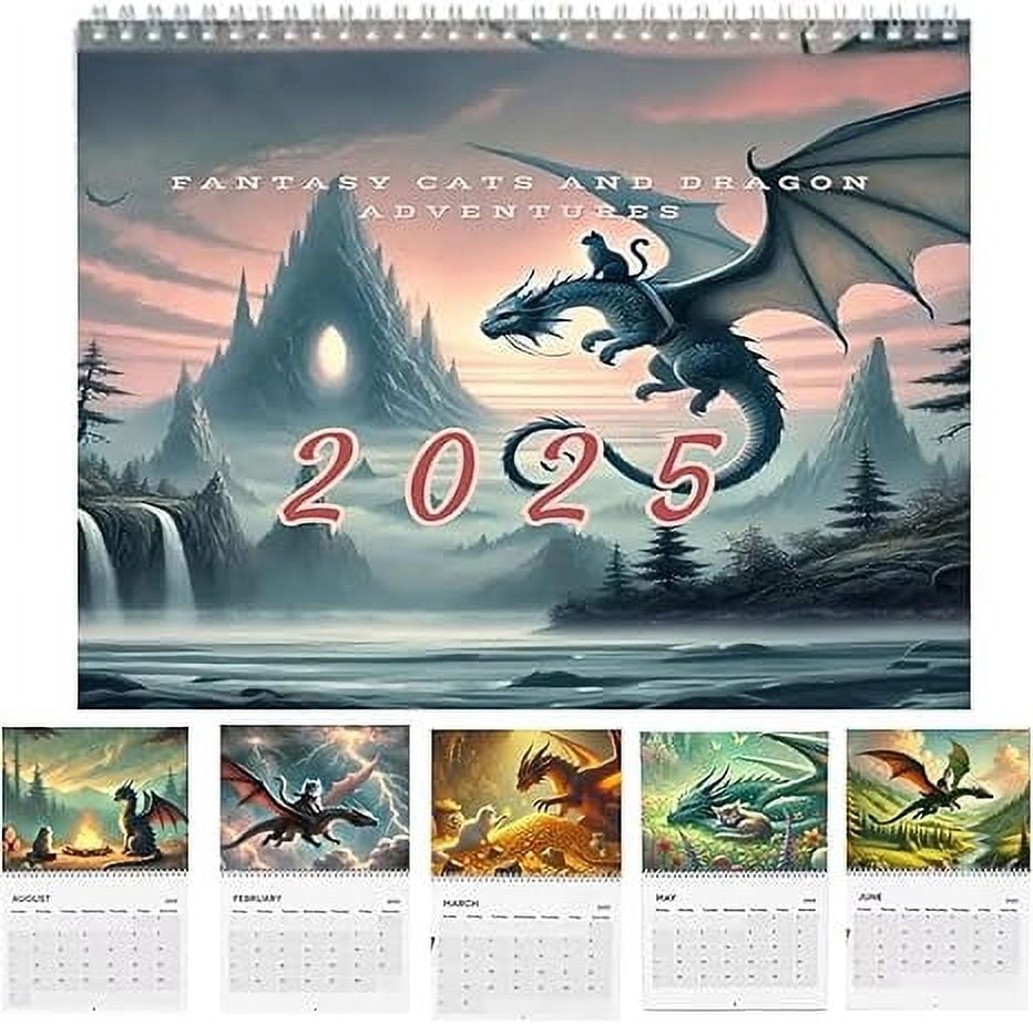 2025 Cat Dragon Rider Calendar Funny Cats Calendar 2025 2025 Wall