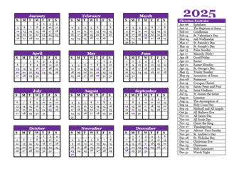 2025 Christian Calendar Christian Religious Festival Calendar 2025