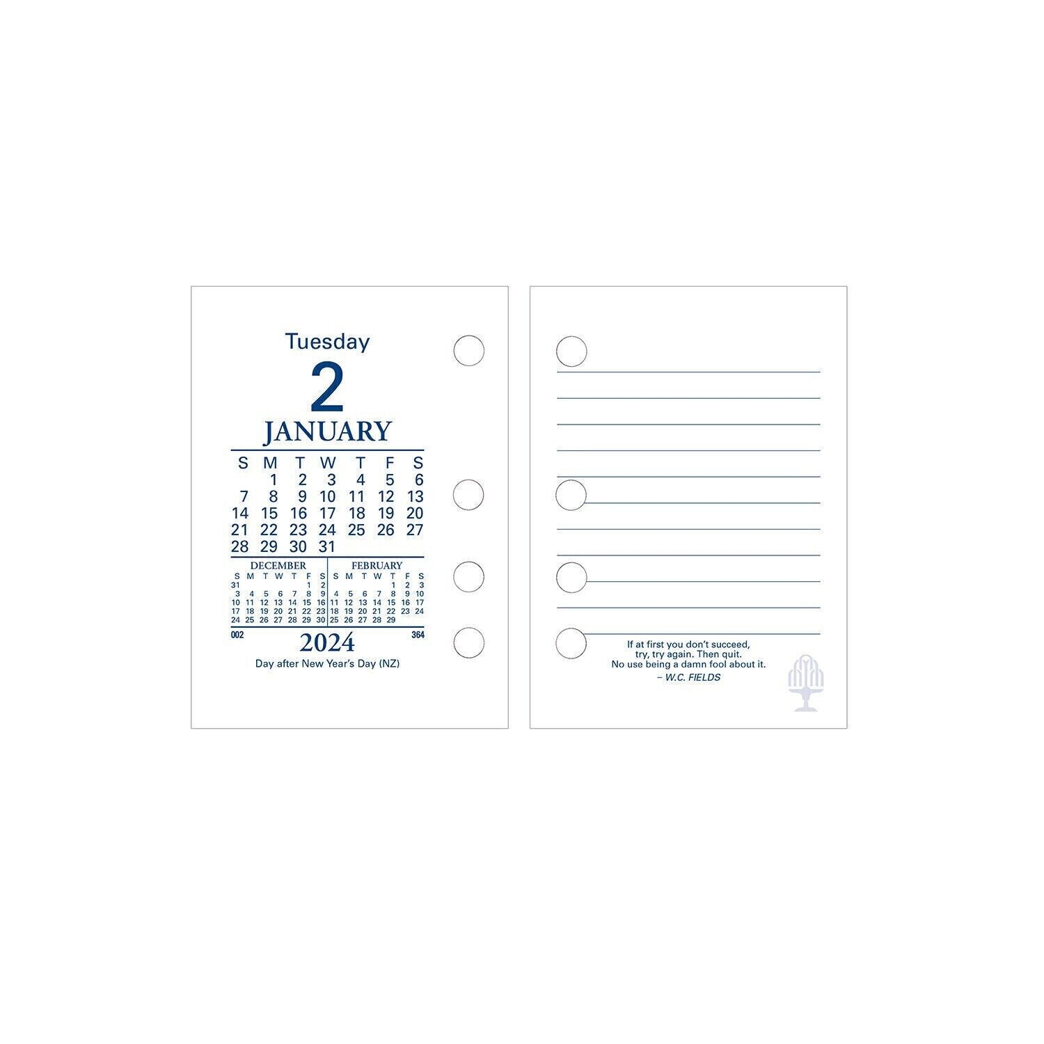 2025 COLLINS DESK CALENDAR SIDE PUNCH HOLE REFILL SASCO ACRYLIC STAND 
