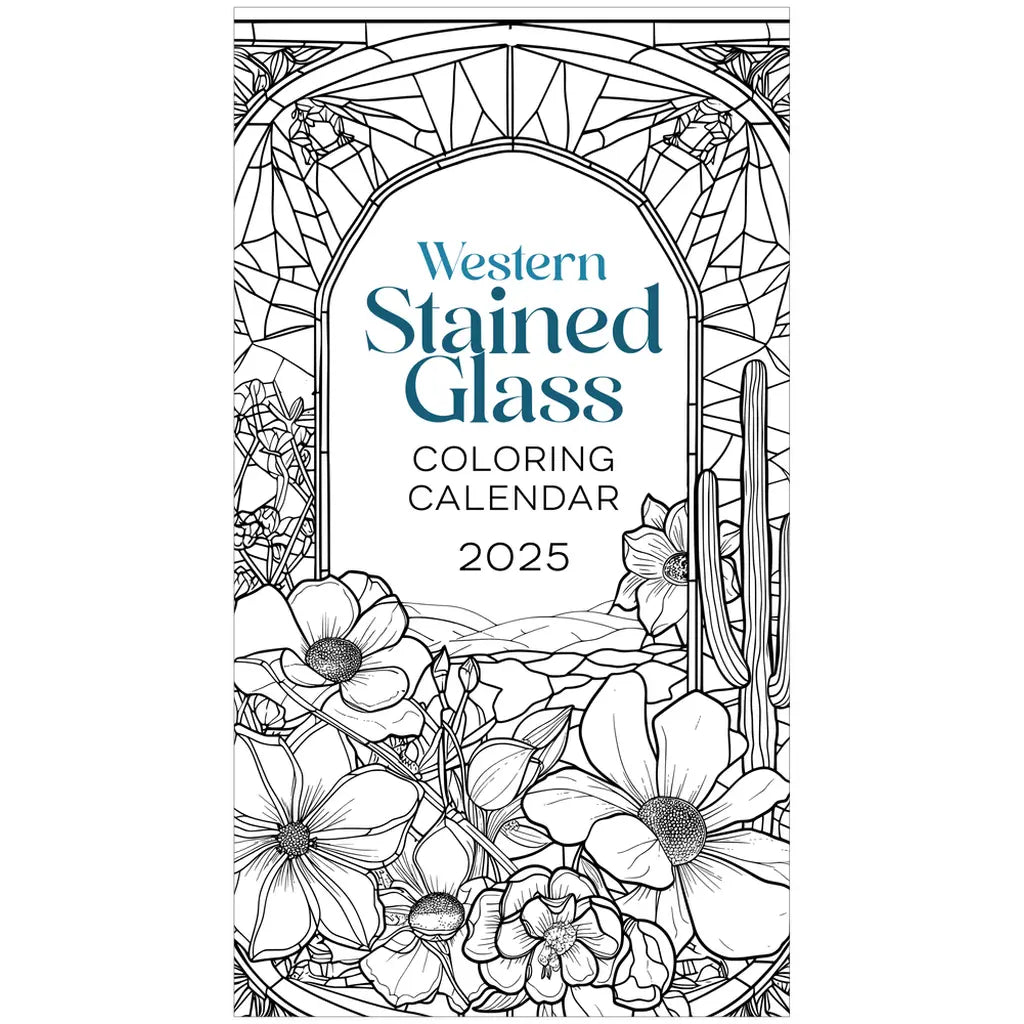 2025 Coloring Book Wall Calendar Western GlassyRock Arts