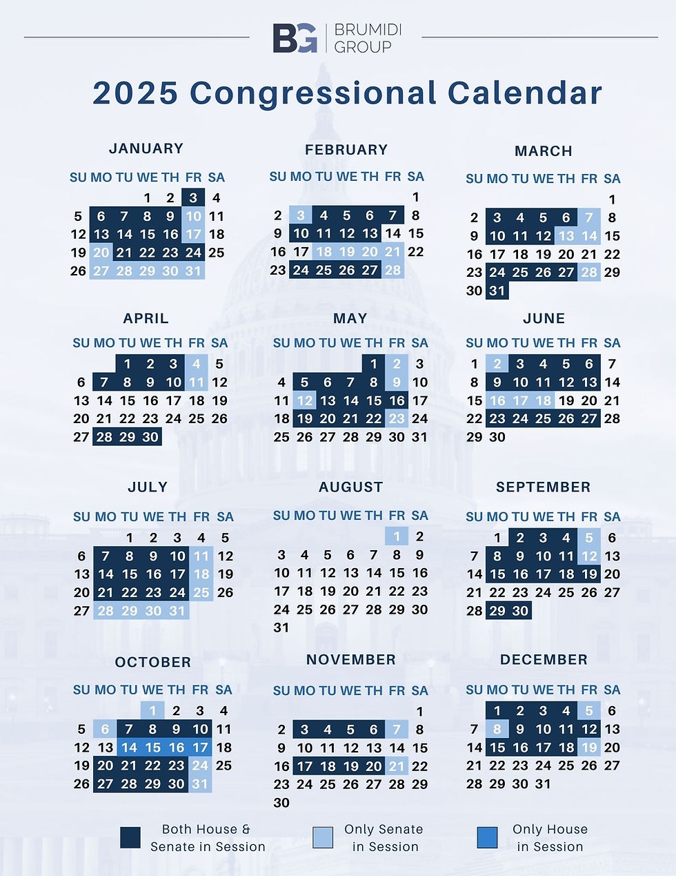 2025 Congressional Calendar