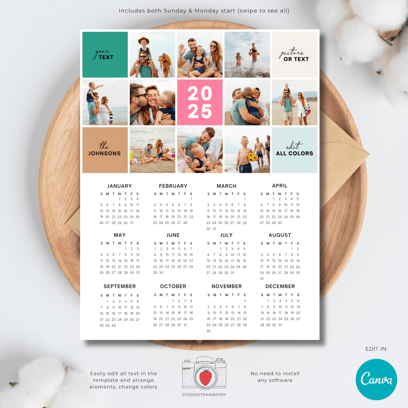 2025 Custom Photo Calendar Template Omar Refilwe