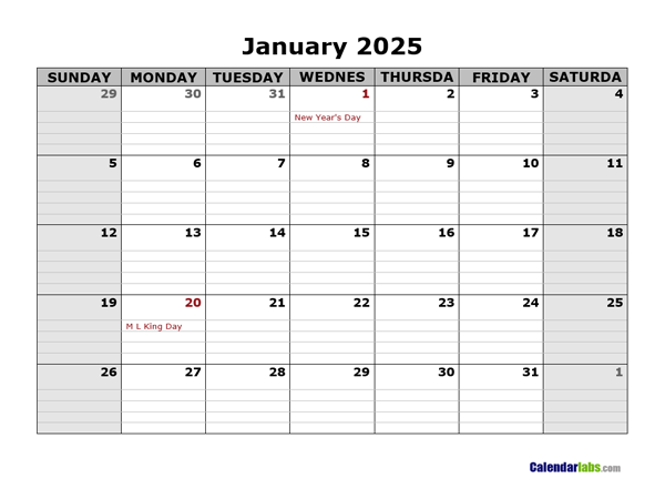 2025 Calendar With Diary