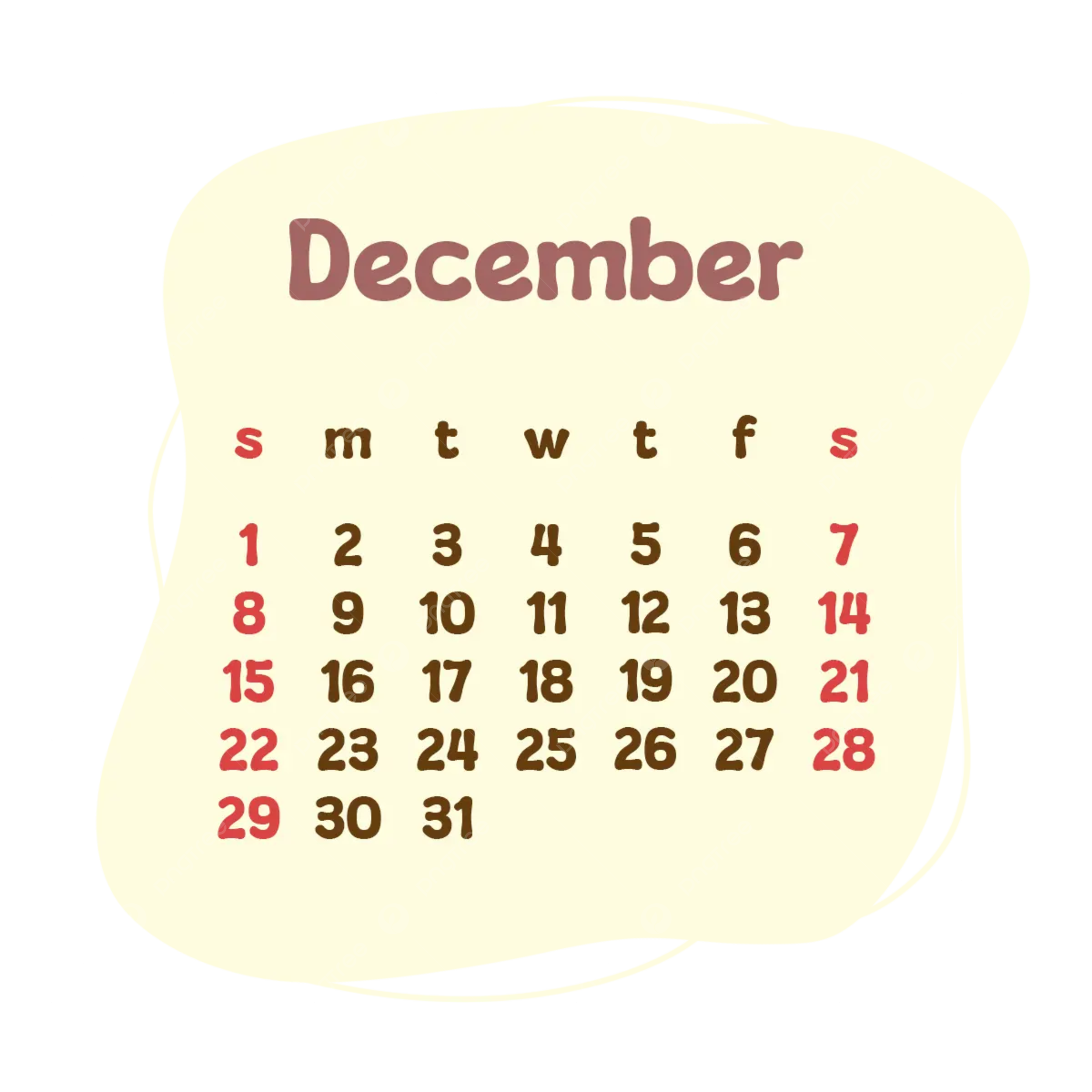 2025 December Calendar Png Free Print Sophia Turner