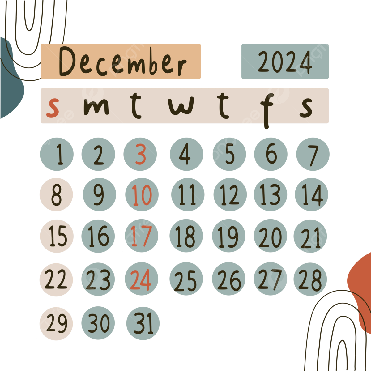 Dec 2025 Calendar Png