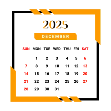 2025 December Calendar PNG Transparent Images Free Download Vector 