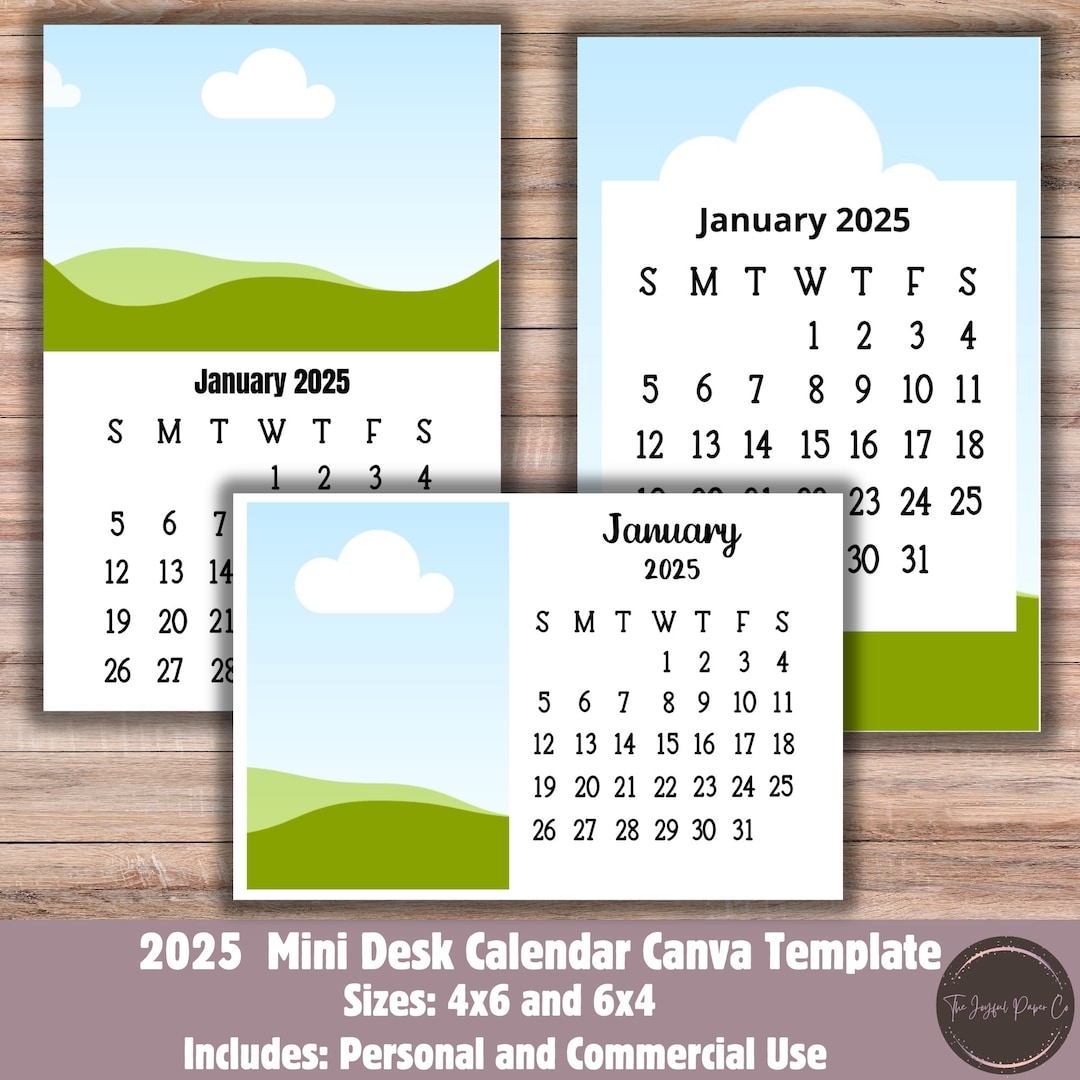2025 Editable Canva Calendar Template Frame Bundle Mini Desk Calendar 