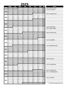 2025 Fiscal Calendar With Week Numbers Printable Frank Vaughan