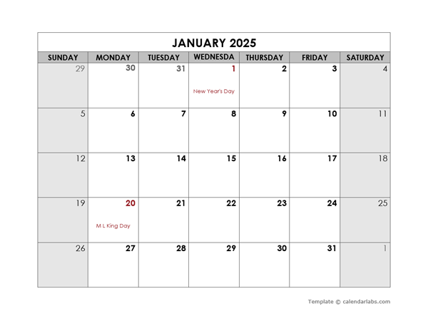 2025 Printable Calendar By Month Word