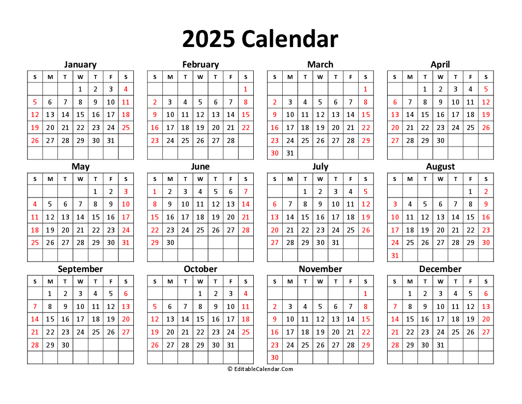 New Calendar 2025 Free Download