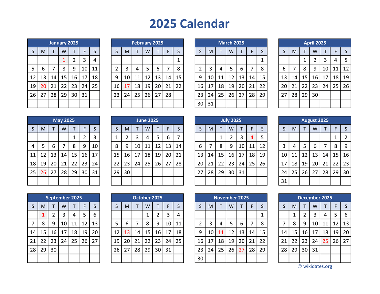 2025 Full Calendar Pdf Printable Template James C Harris