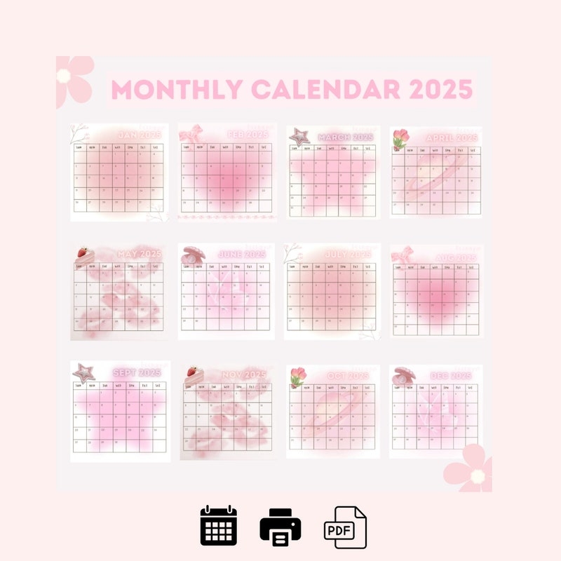 2025 Girly Calendar Etsy