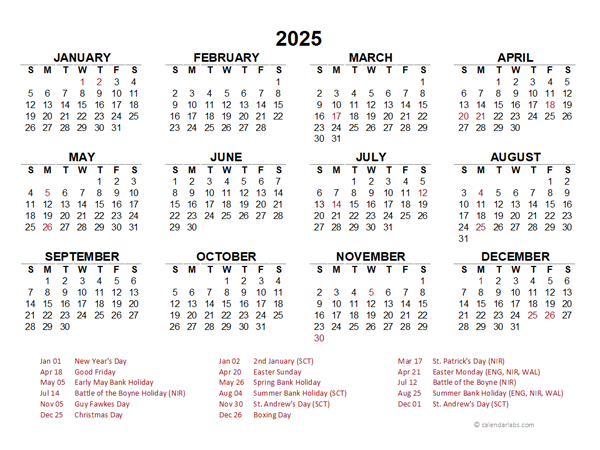 2025 Holiday Calendar Uk Excel Format Verna D Harris