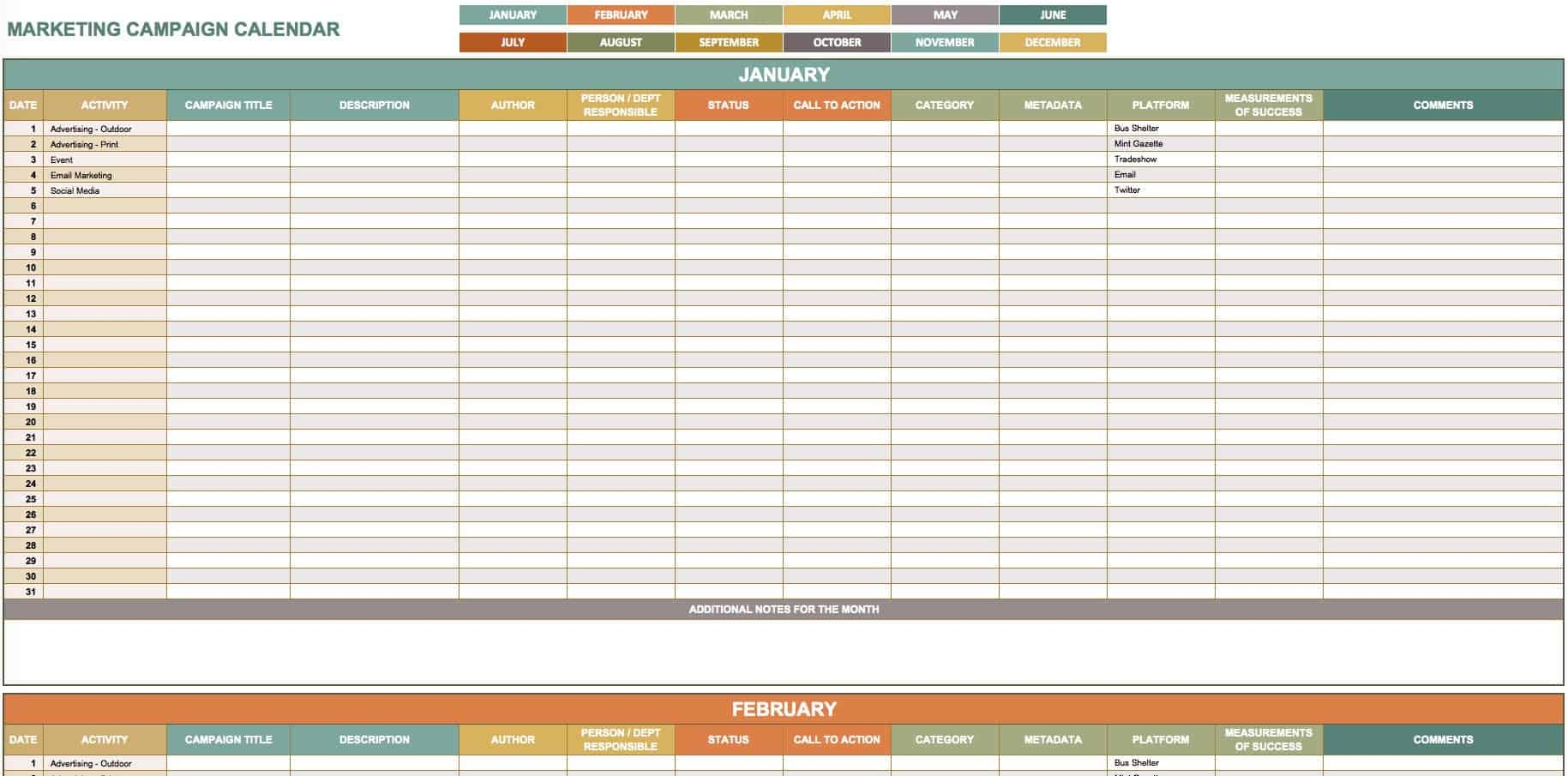 2025 Marketing Calendar Template Evan Kelly