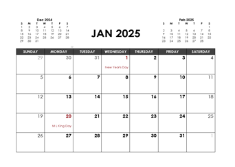 2025 Monthly Calendar Year Printable Pdf Joyce G Poole