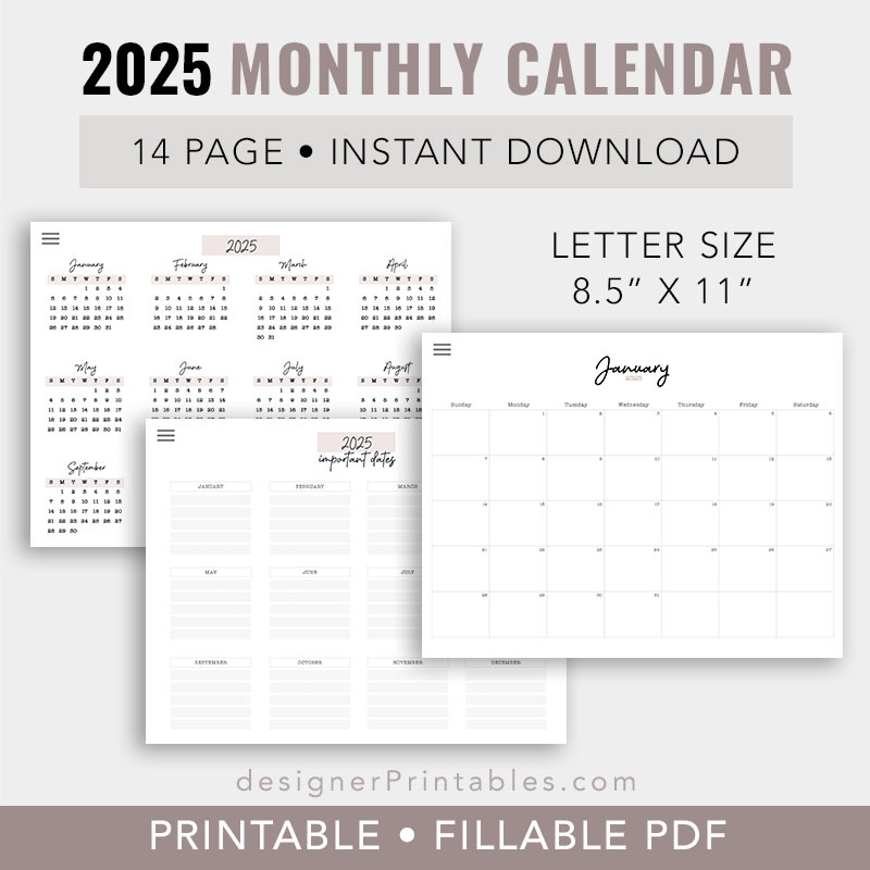 2025 Monthly Planner On One Page Monthly Organizer Month At A Glance Digital Planner For Ipad Goodnotes Notability Instant Download 