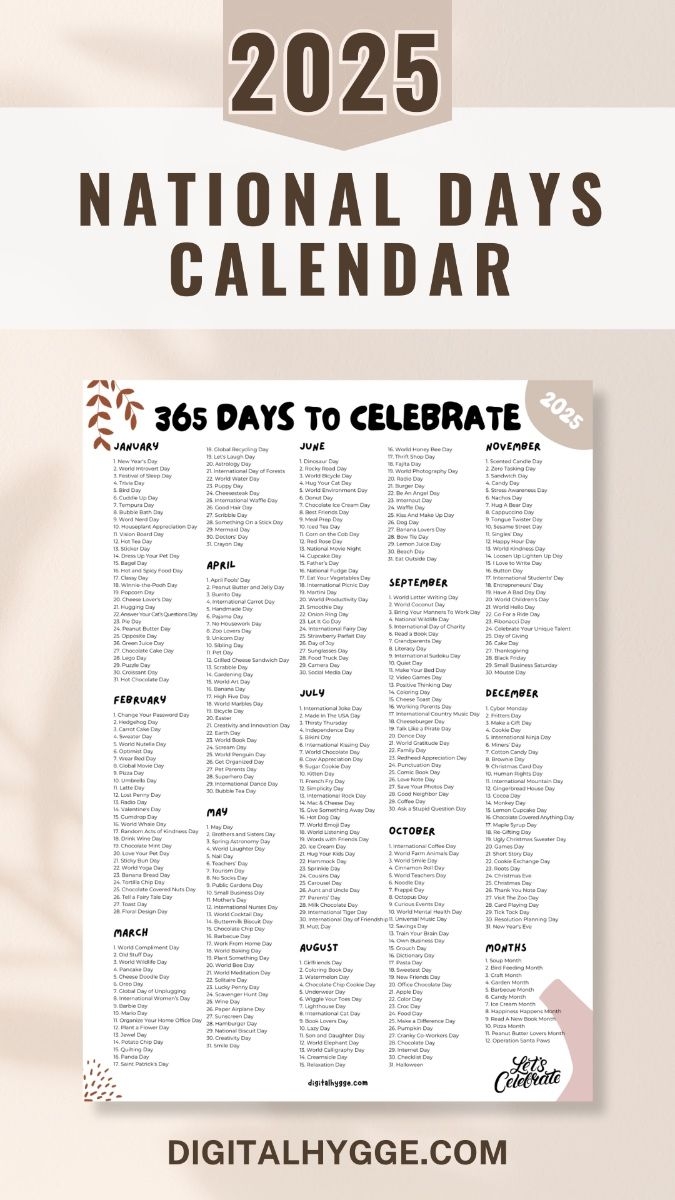 2025 National Day Calendar