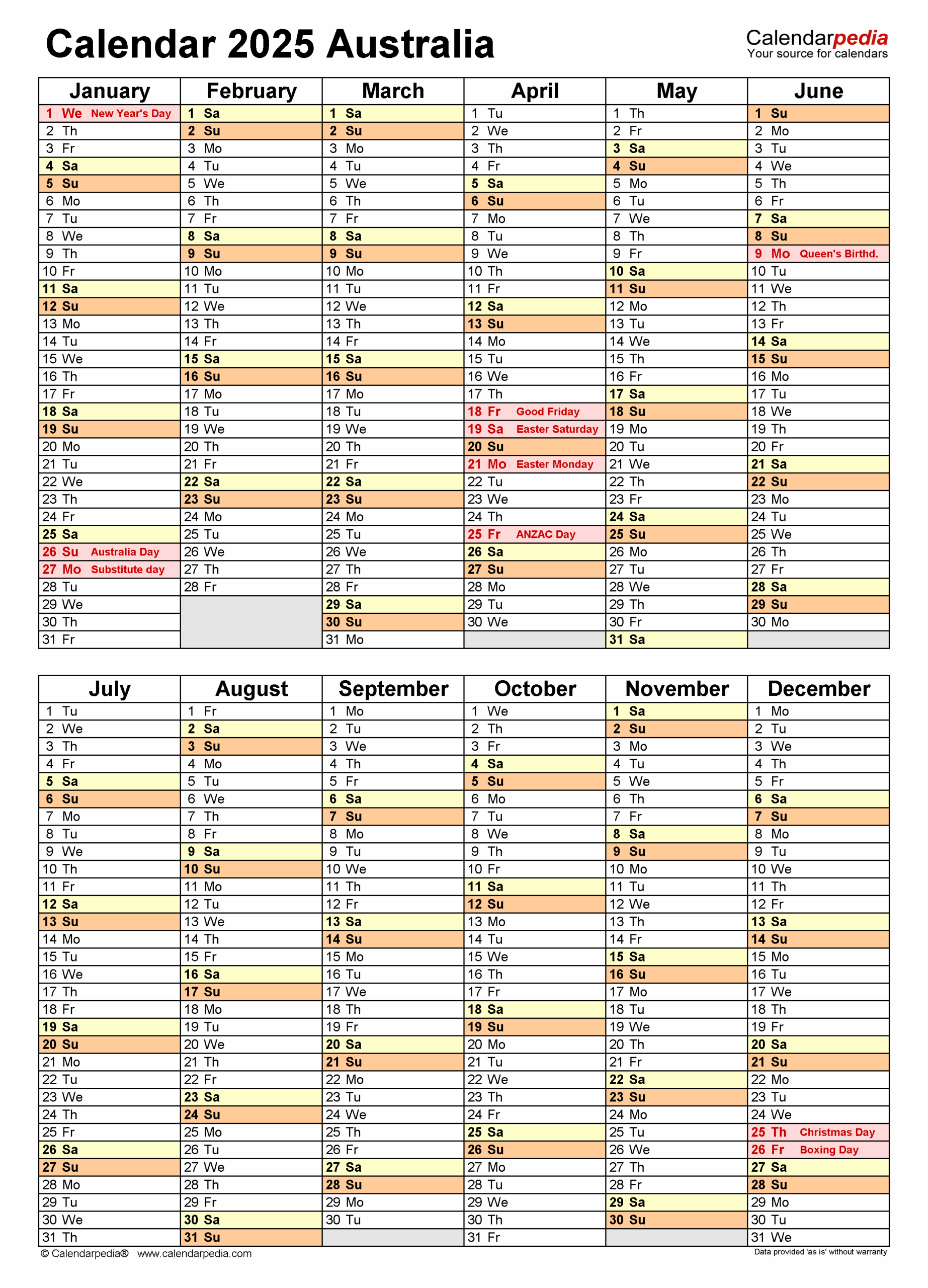 2025 Printable Calendar Australia A Comprehensive Guide To Planning 