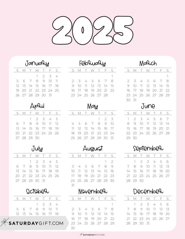 Cute Free Printable 2025 Calendar With Holidays