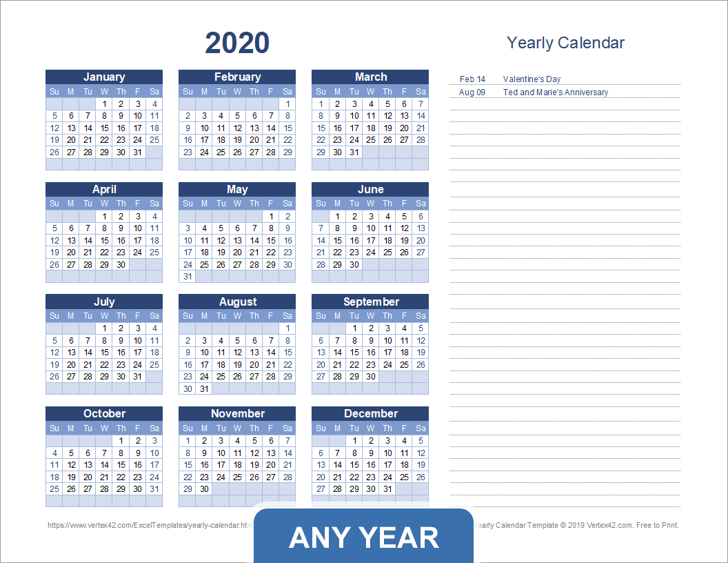 2025 Calendar Excel Vertex