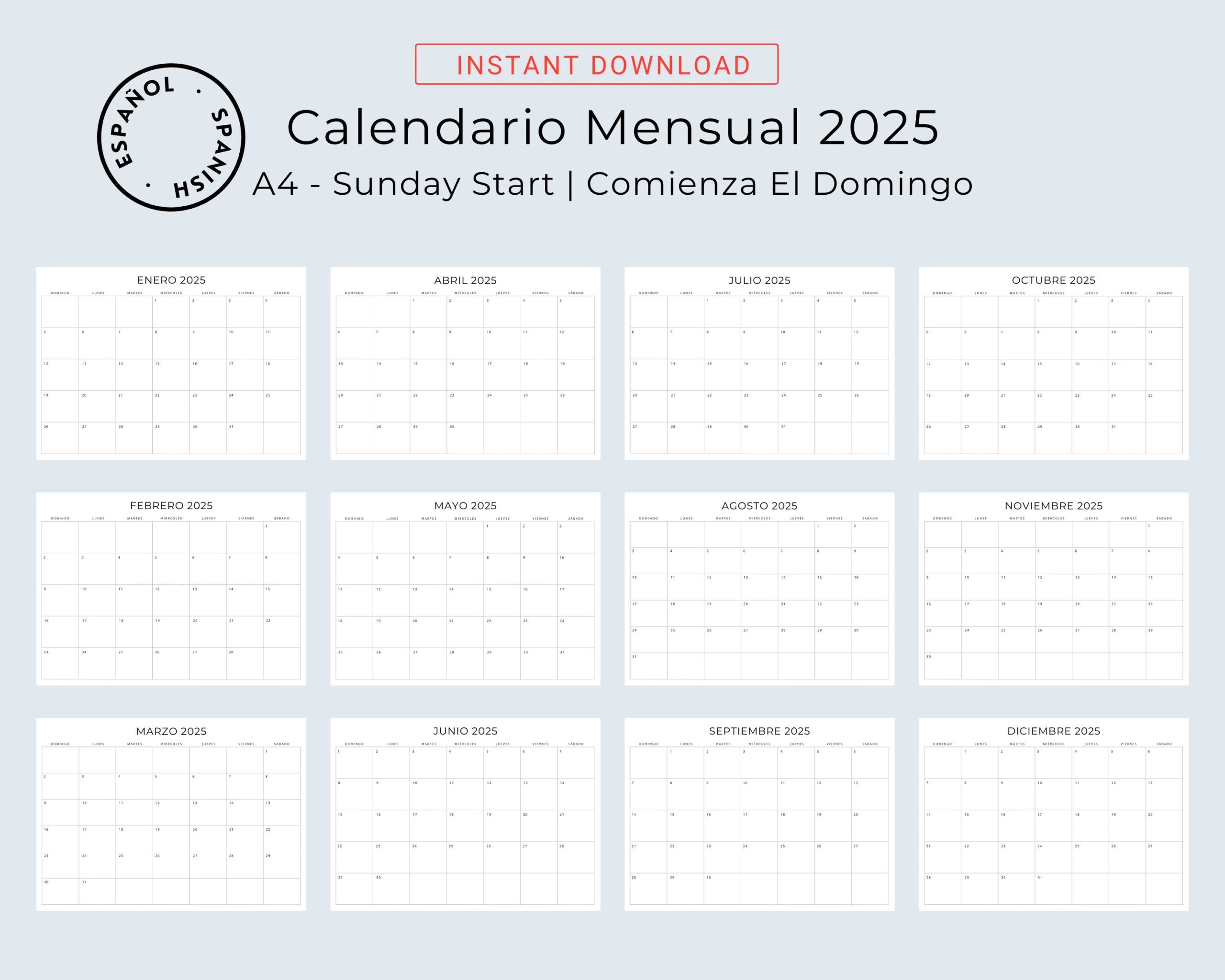 2025 Spanish Calendar Template Weston Porter