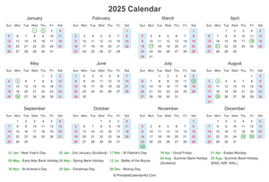 2025 UK Calendar With Bank Holidays Calendar January 2025 Printable