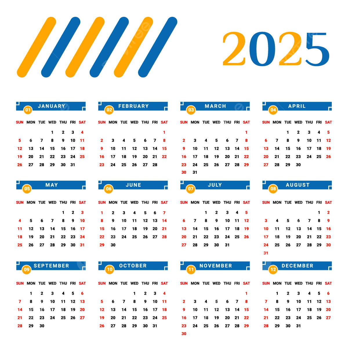 2025 Vector Calendar Toby L Betche