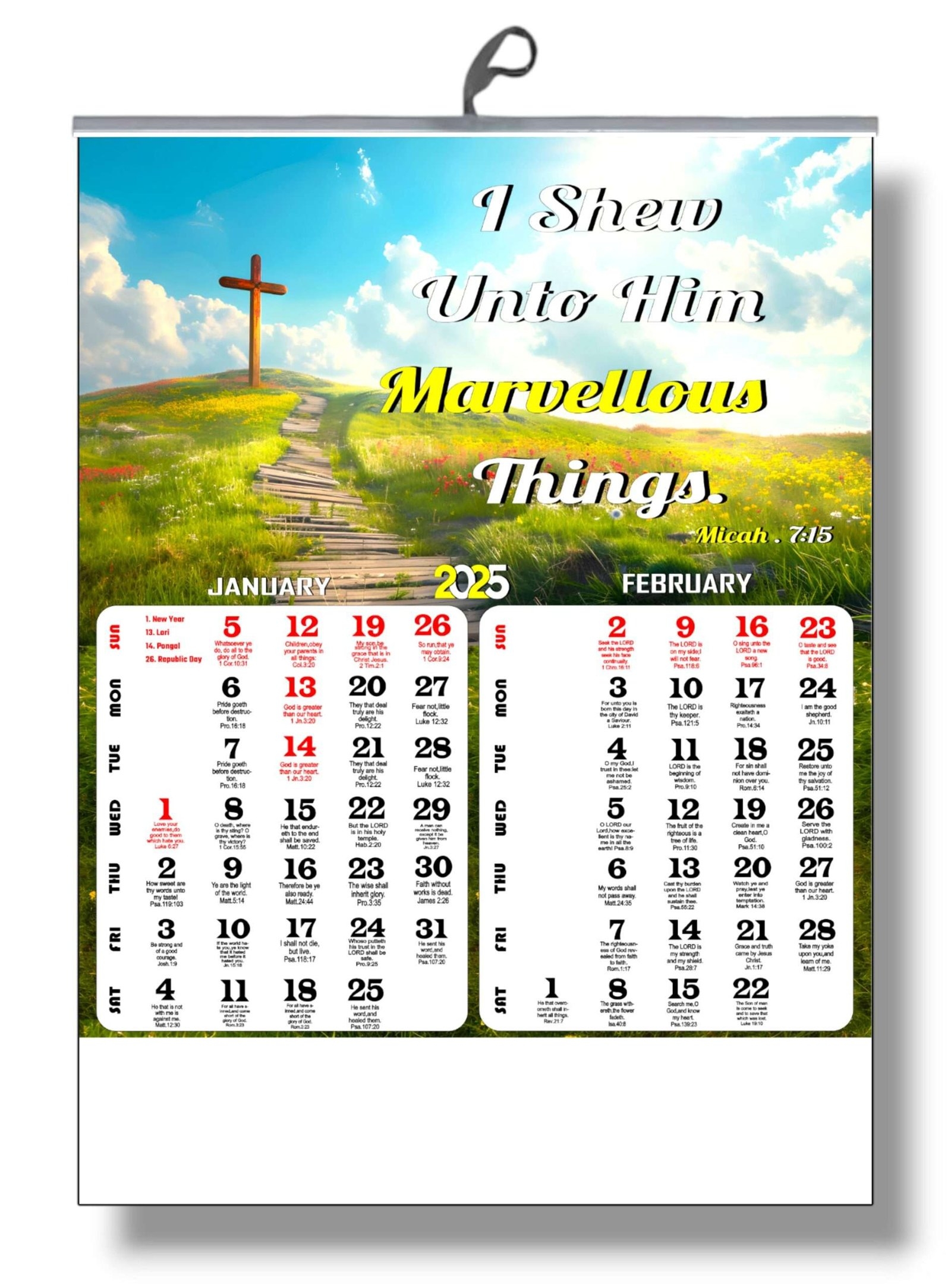 2025 Wall Calendar Featuring Beautiful Bible Verses Colorful Images